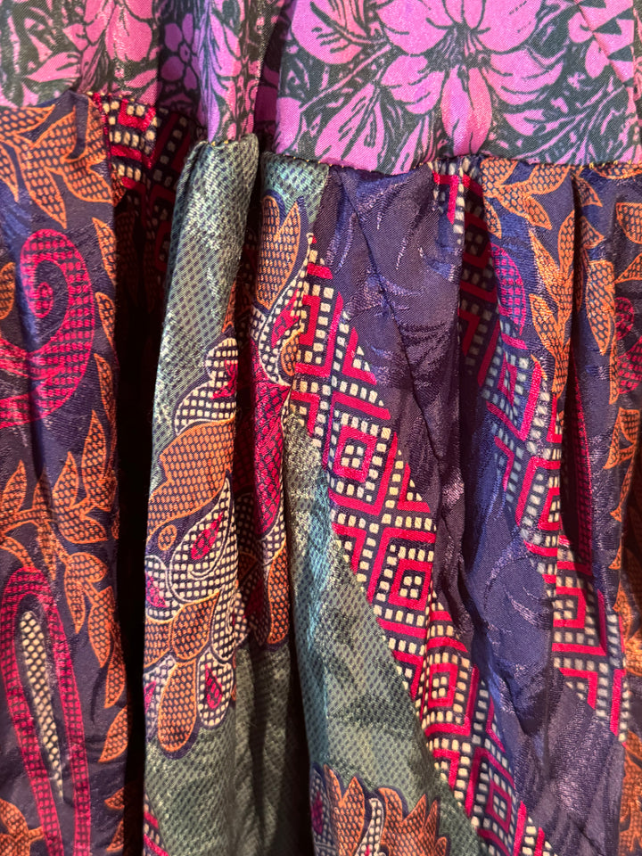 Deep purple print on vintage silk skirt