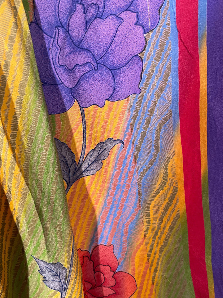 KF-119 - Vintage Bouquet - Long Silk Kaftan SM