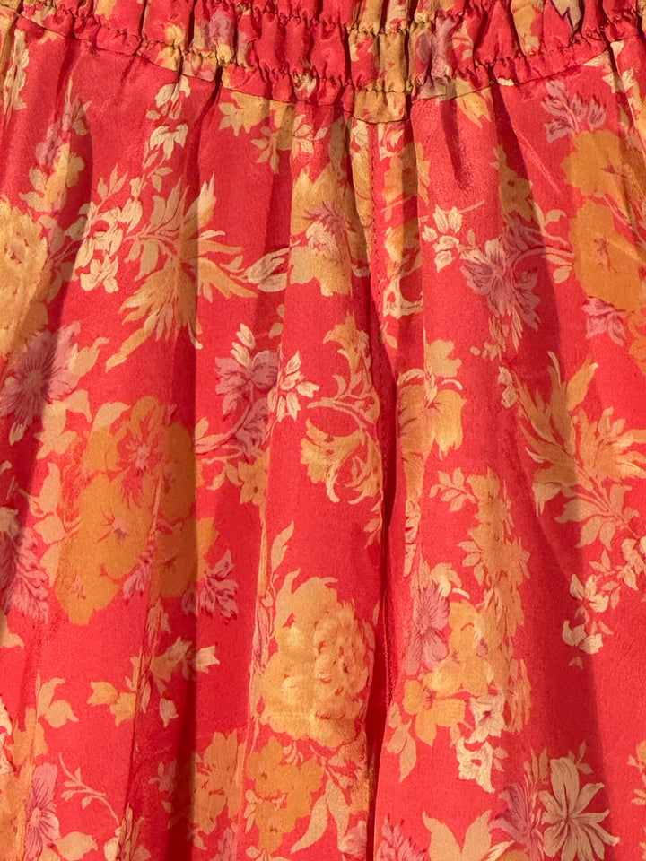 Orange floral recycled silk print