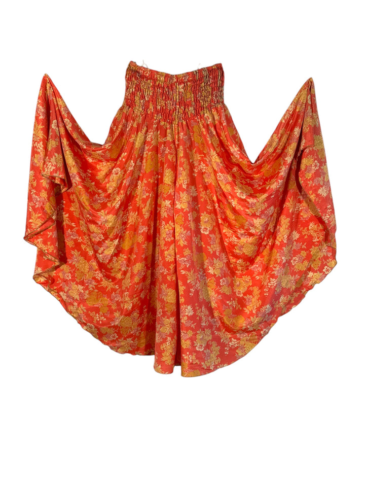 Palazzo pant in orange floral recycle silk print