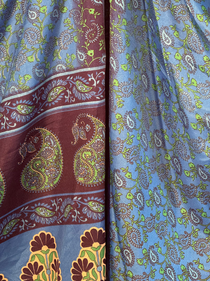 Blue recycled silk paisley print