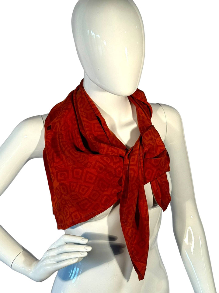 Rust print vintage silk bandana