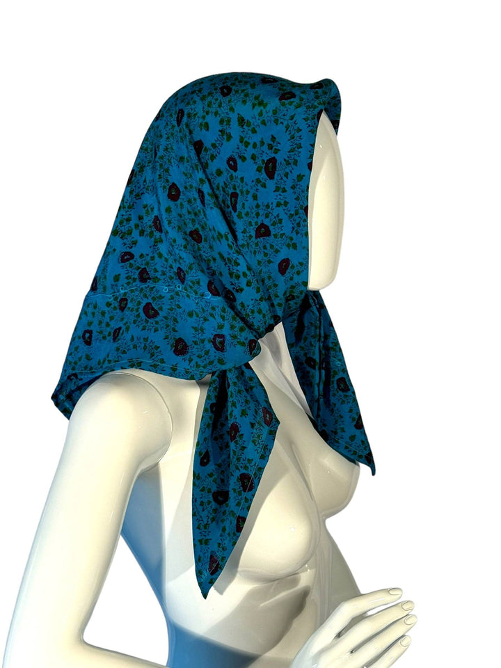 Blue print vintage silk bandana
