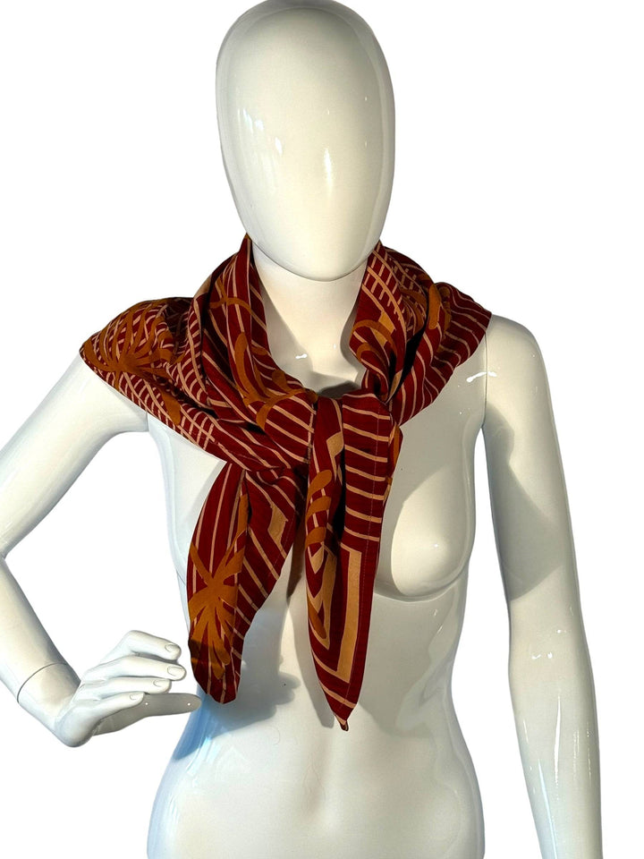 Rusty red print vintage silk bandana