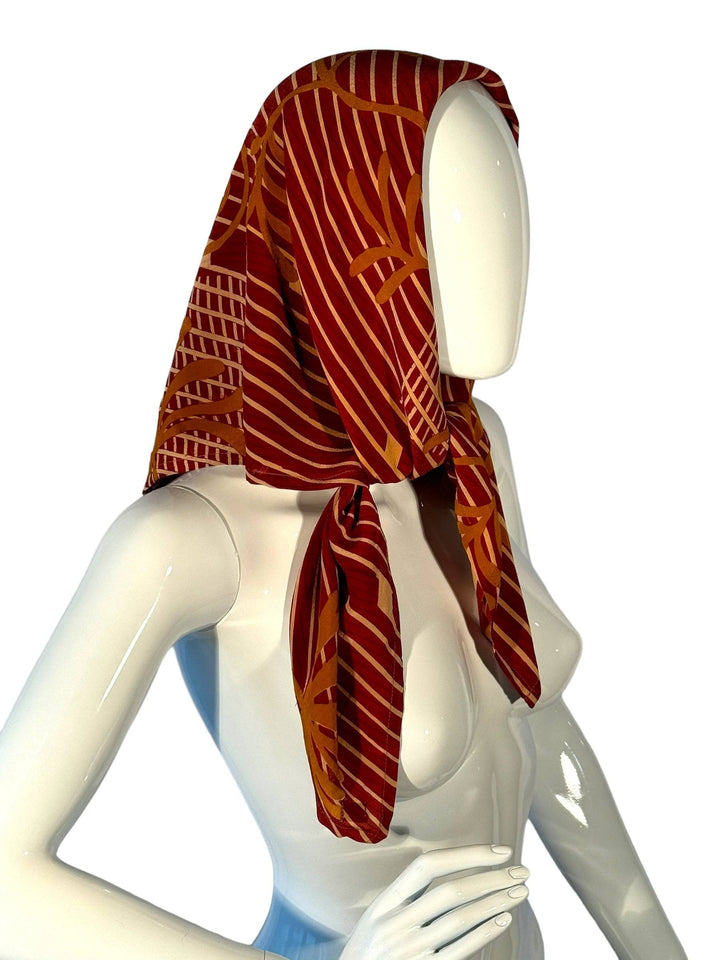 Rusty red print vintage silk bandana