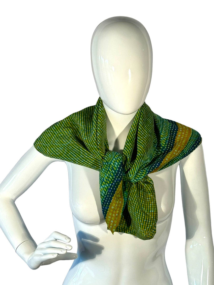 Green print vintage silk bandana