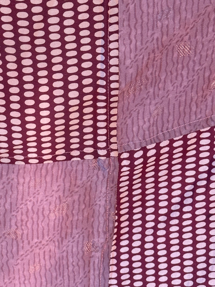 Red and cream vintage silk fabrics for sarong