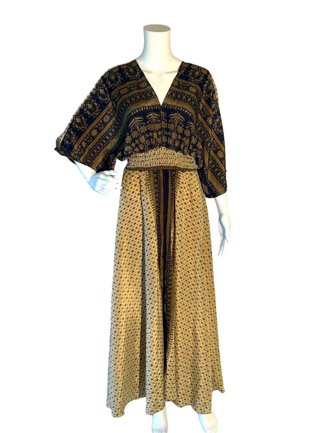 Boho dress in sustainable silk blend with tassel ties – Silk Ranch