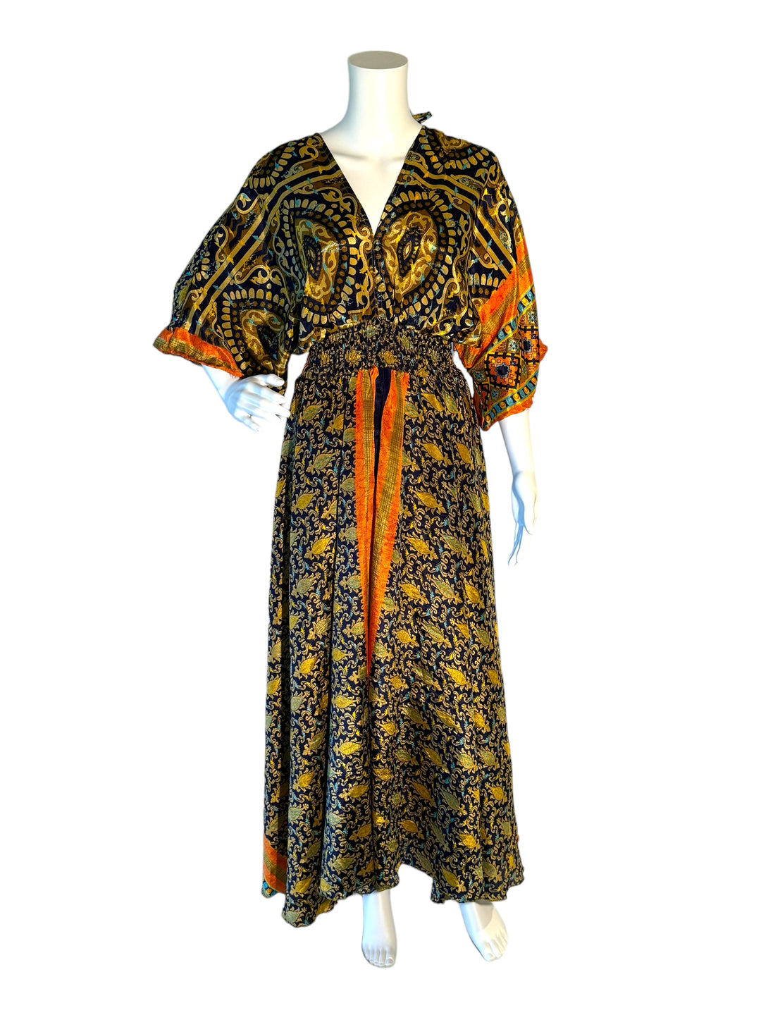 Boho Dress in sustainable silk blend with tassel ties Boho Dress in sustainable silk blend with tassel ties