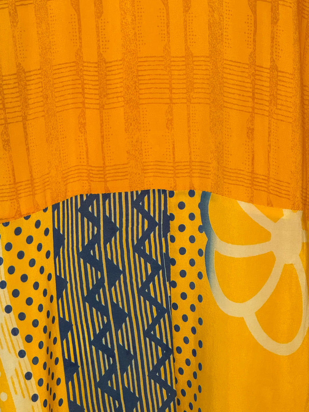 Yellow with blue vintage silk