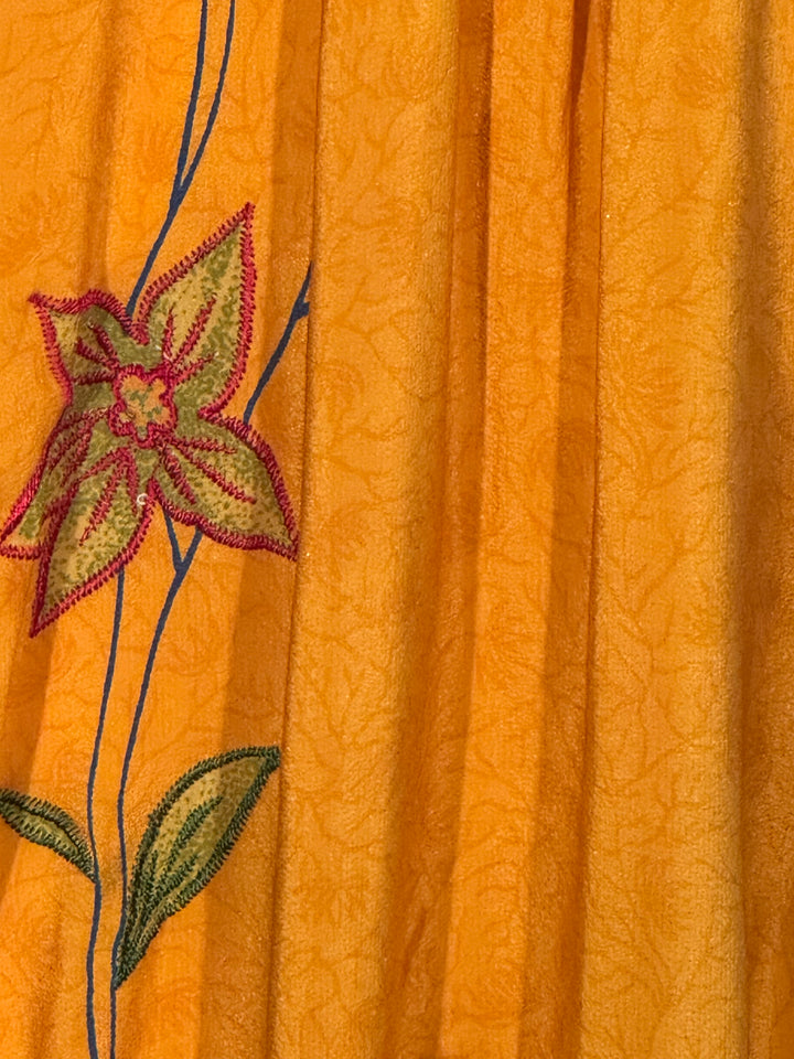 Orange yellow vintage silk with embroidery flower