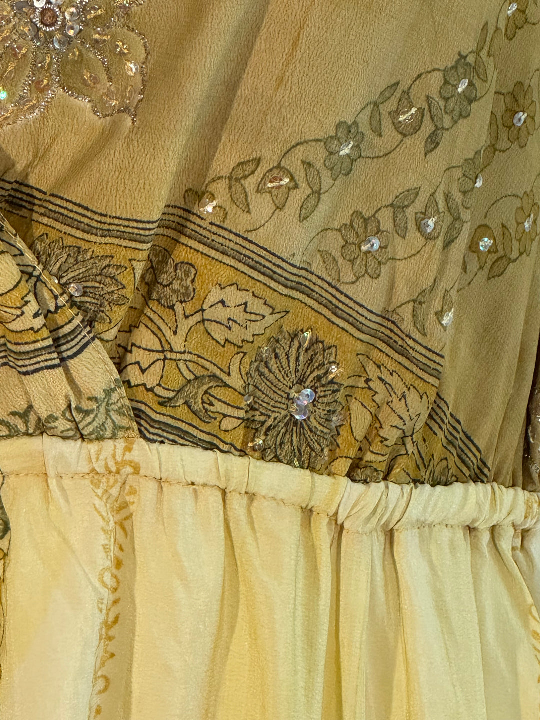 Yellow and gold vintage silk detail