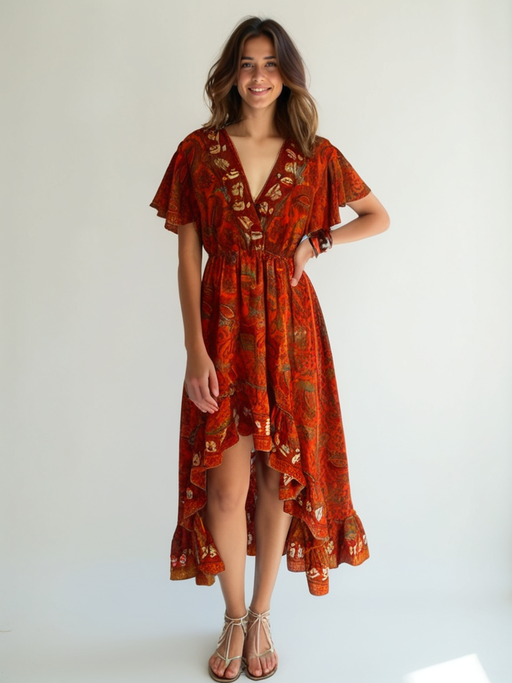 Emily red dress #108 on model