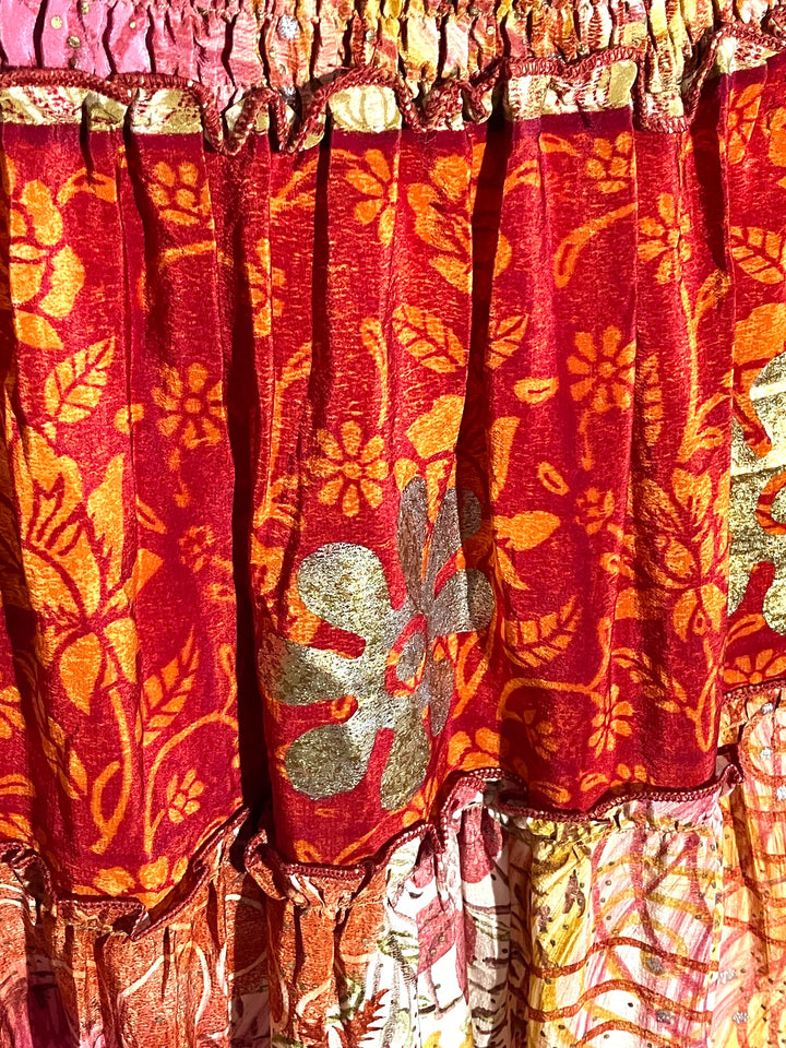 KS-150  Katie Vintage Silk Skirt SAMPLE SALE  26"L