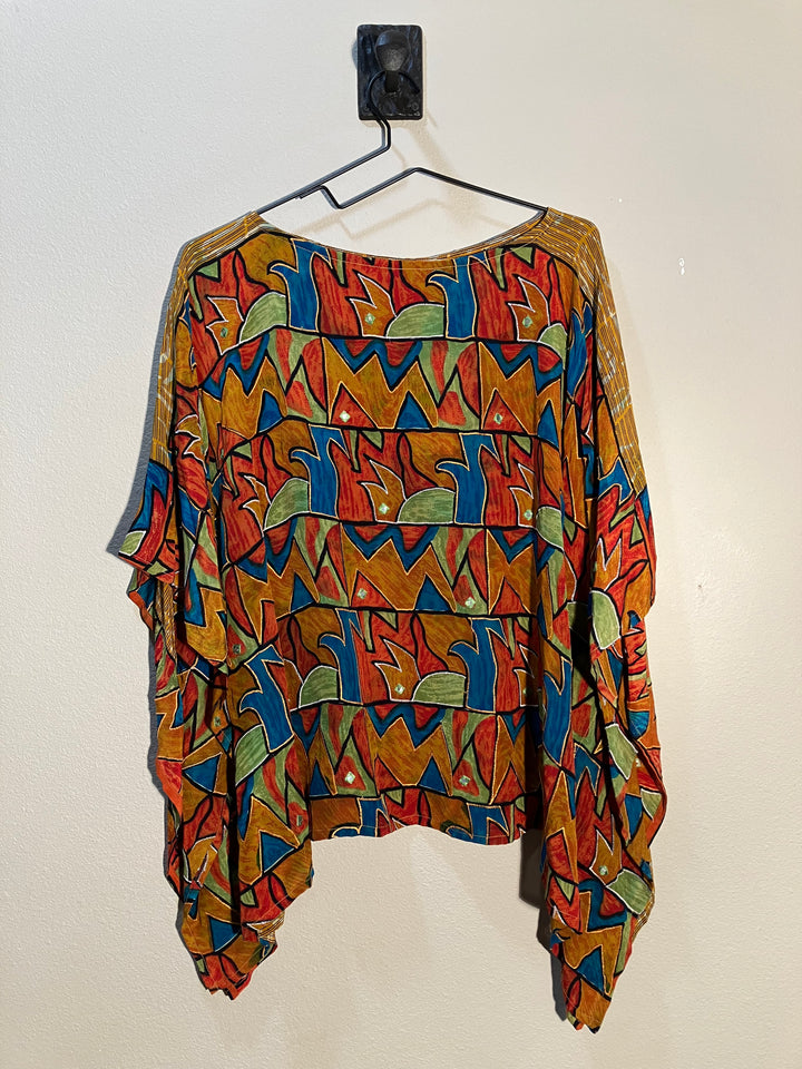 CB-134 Vintage Silk Blouse with Scarf Design