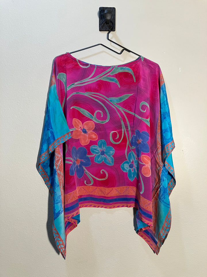 CB-138 Vintage Silk Blouse with Scarf - Unique Design O/S