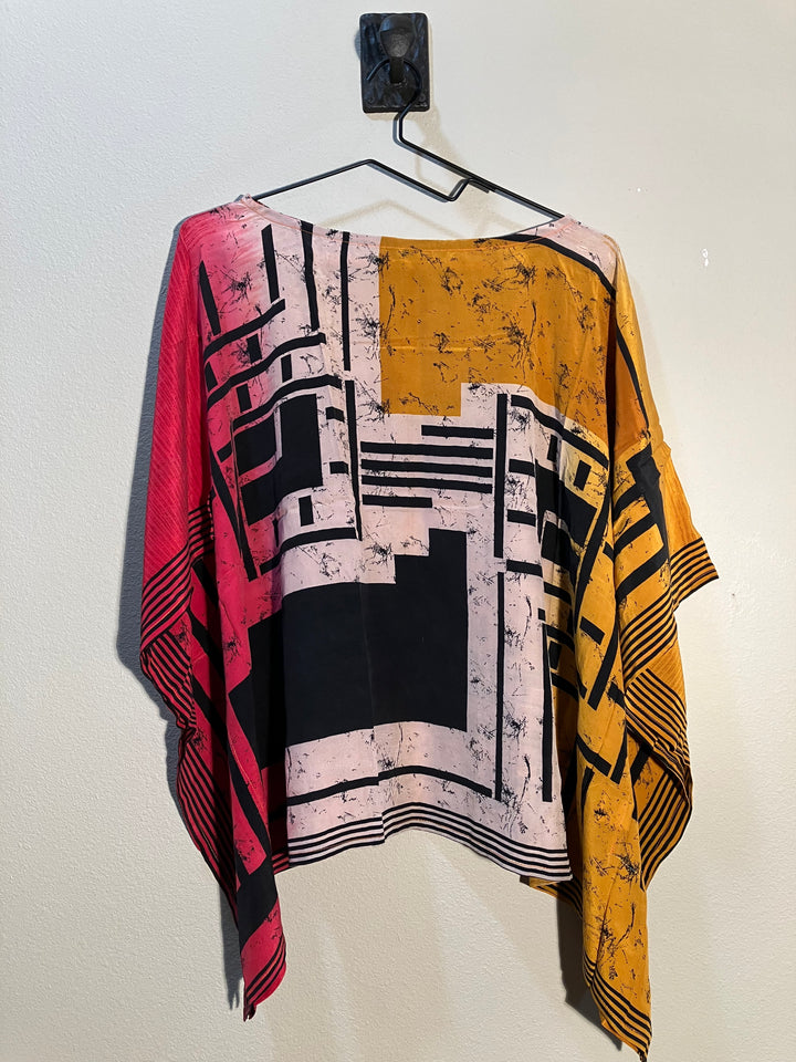 CB-139 Vintage Silk Blouse - Unique Scarf Design O/S