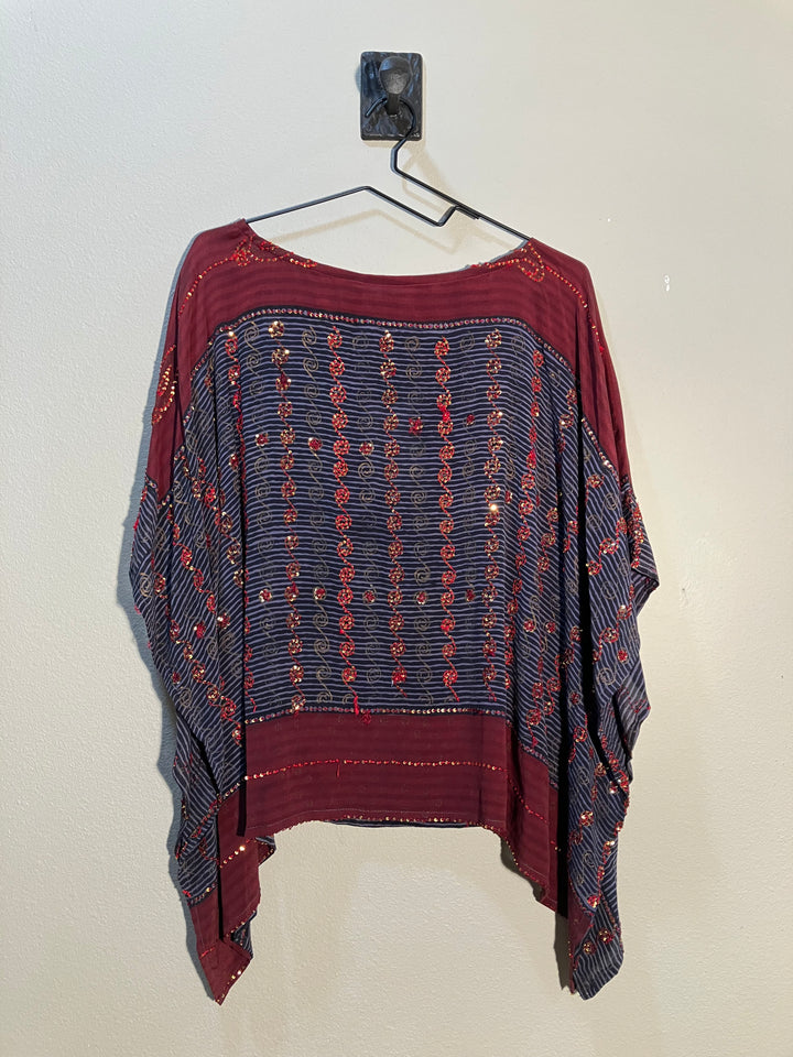 CB-141 Vintage Silk Blouse - Unique Scarf Design O/S