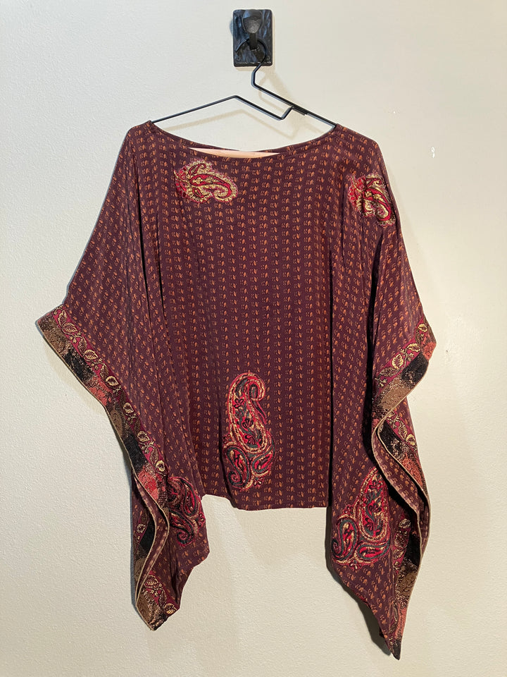 CB-143 Vintage Silk Blouse - Unique Scarf Design O/S