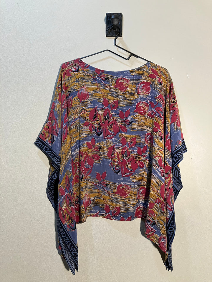 CB-144 Vintage Silk Blouse with Scarf Design O/S