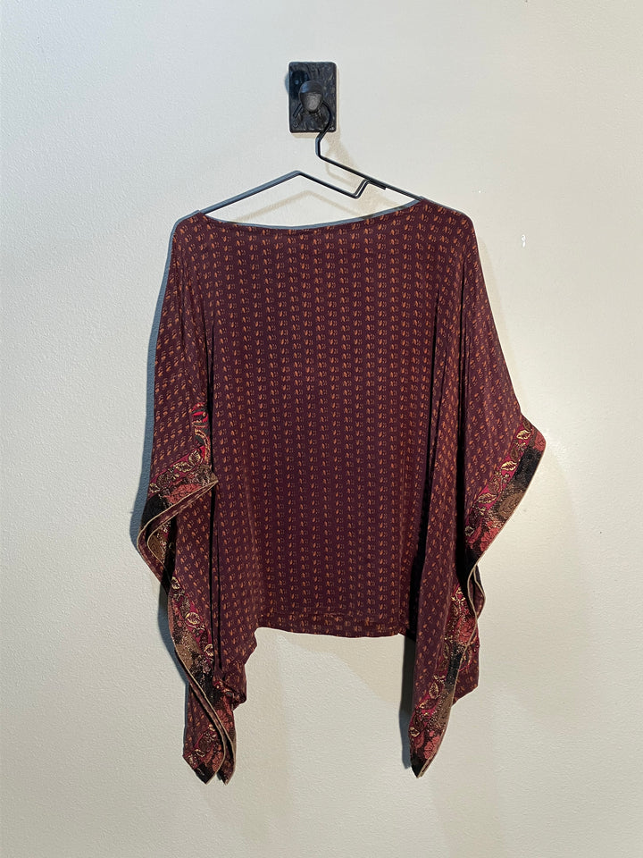 CB-143 Vintage Silk Blouse - Unique Scarf Design O/S