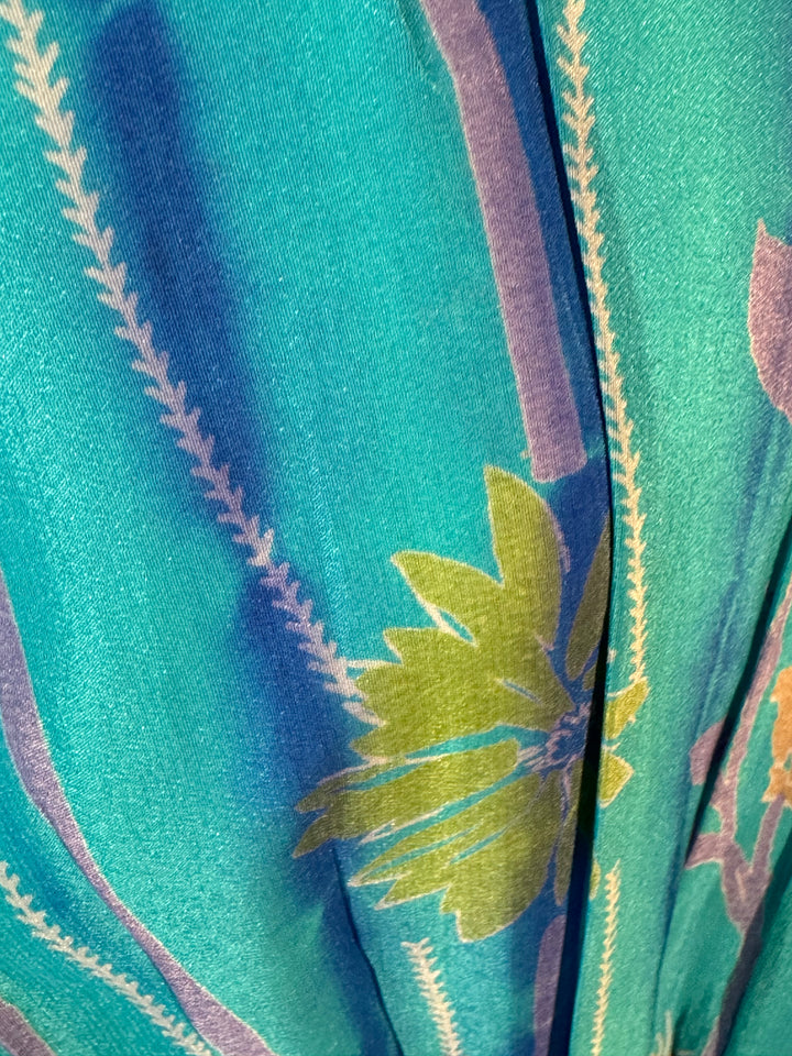 KF-134 - Flowers in the Sea - Long Silk Kaftan XS