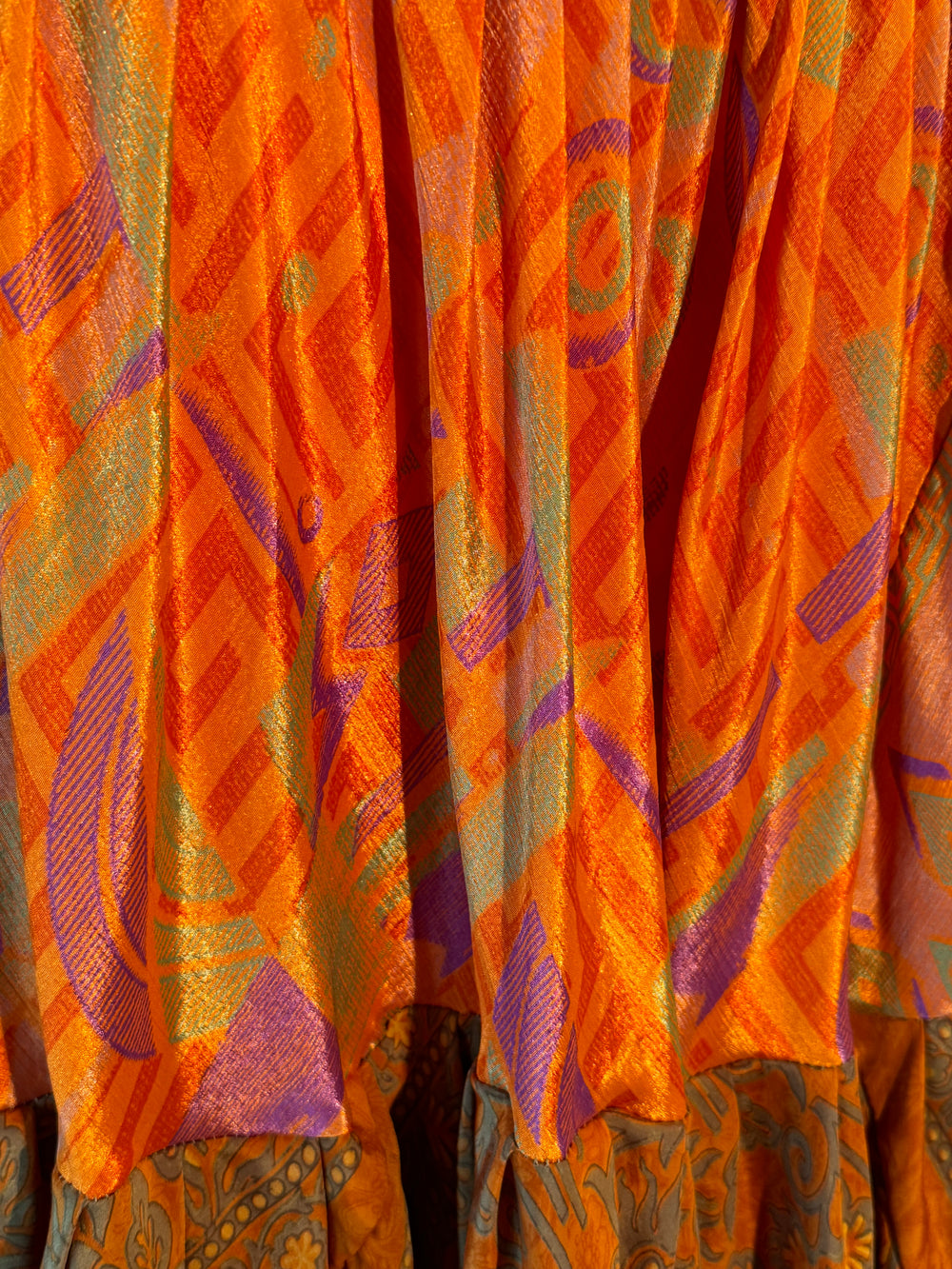 Orange and purple sustainable, recycled silk 