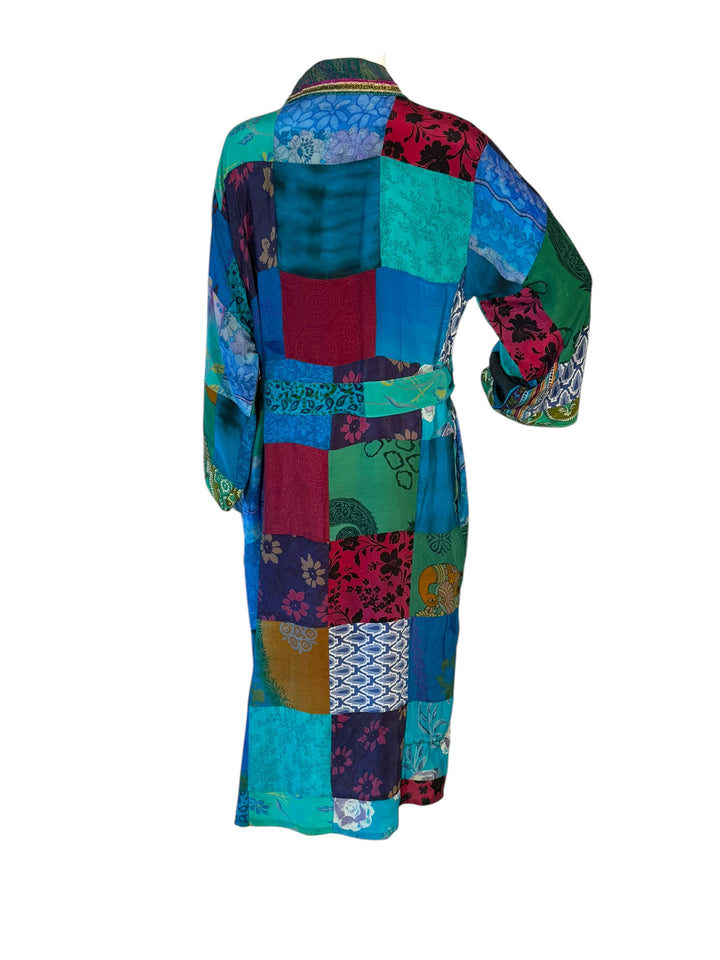 Back view of one of a kind patchwork kimono