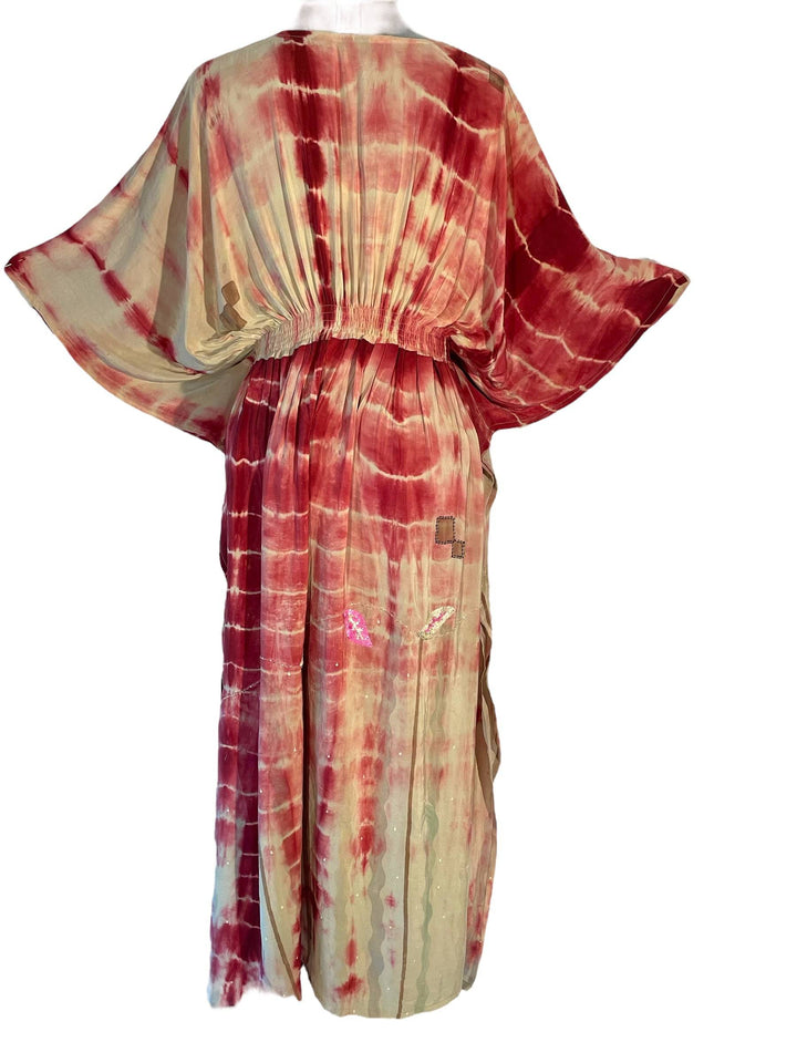 KF-122 - Sparkling Rose - Long Silk Kaftan XXL