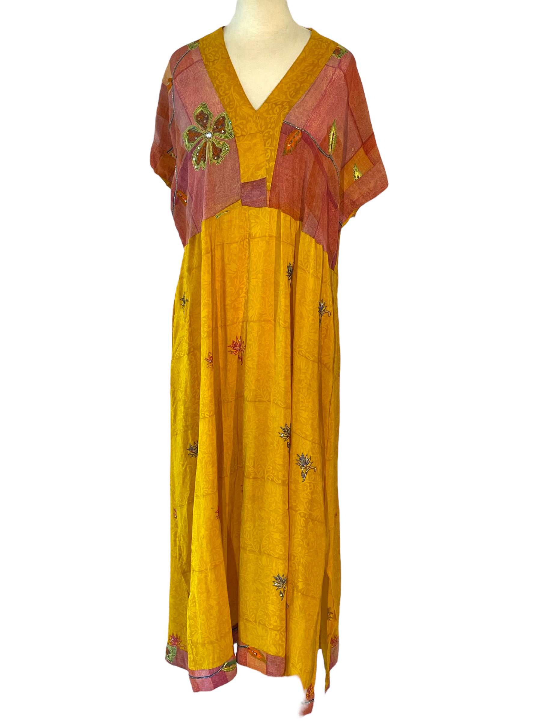 DV-107 V Neck Dress in Vintage Silk