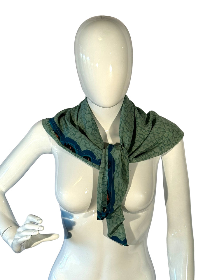 Green print vintage silk bandana