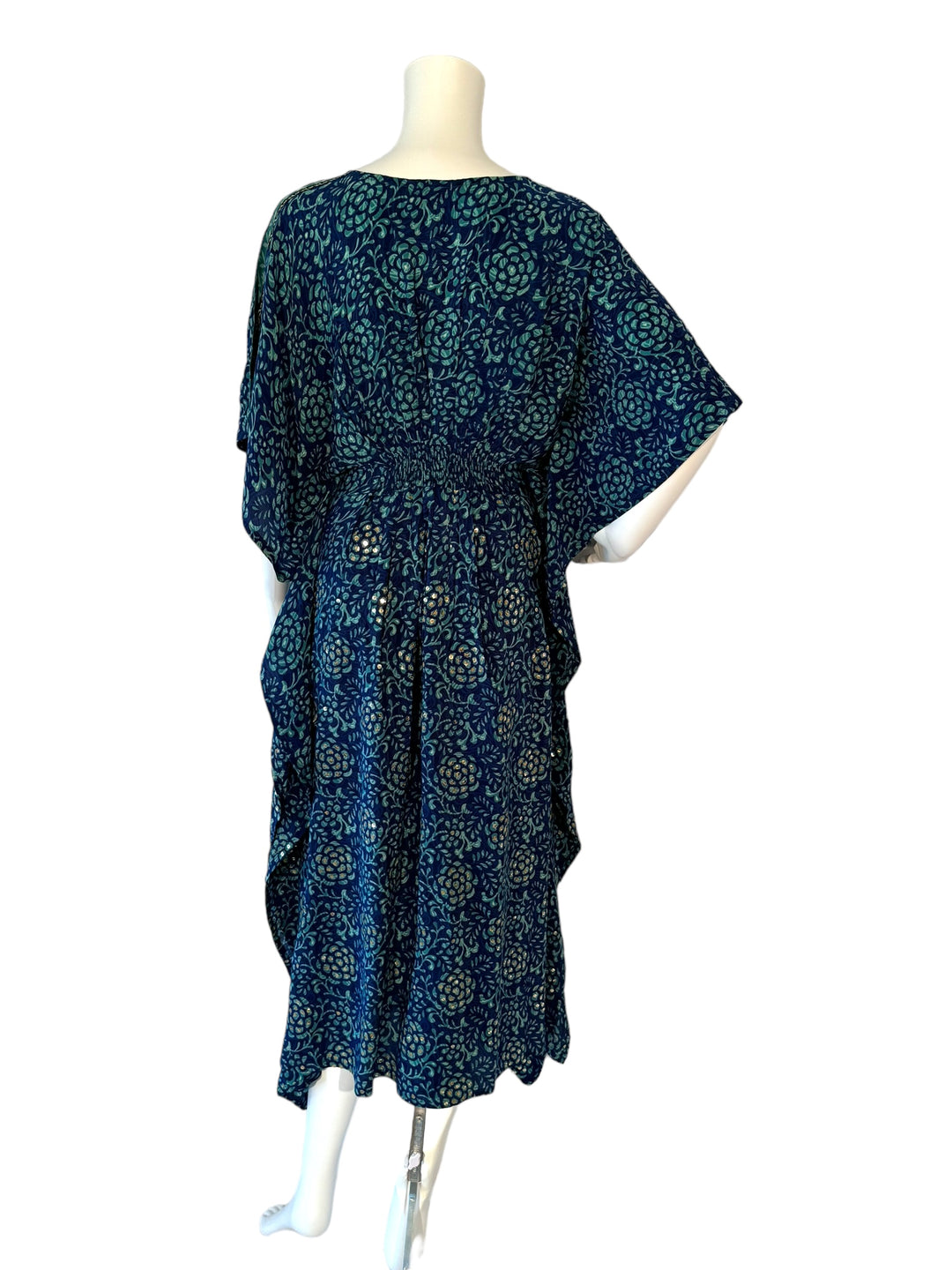 KF-125 - Perfect Peacock - Long Silk Kaftan XS