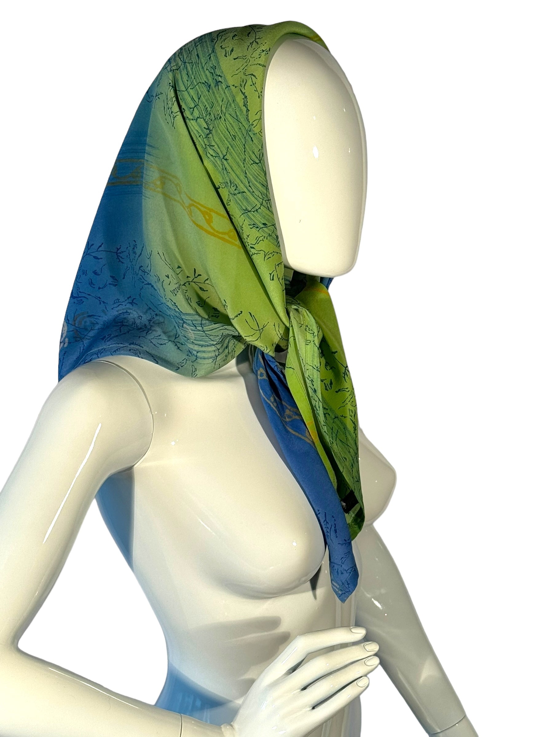 Green & Blue vintage silk bandana