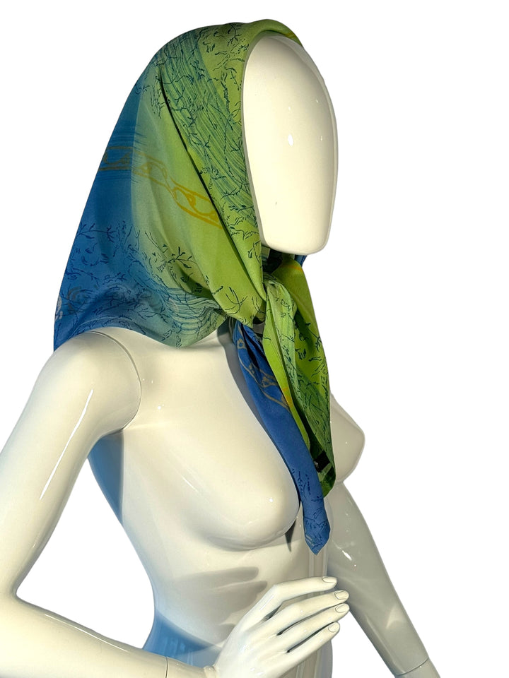 Green & Blue vintage silk bandana