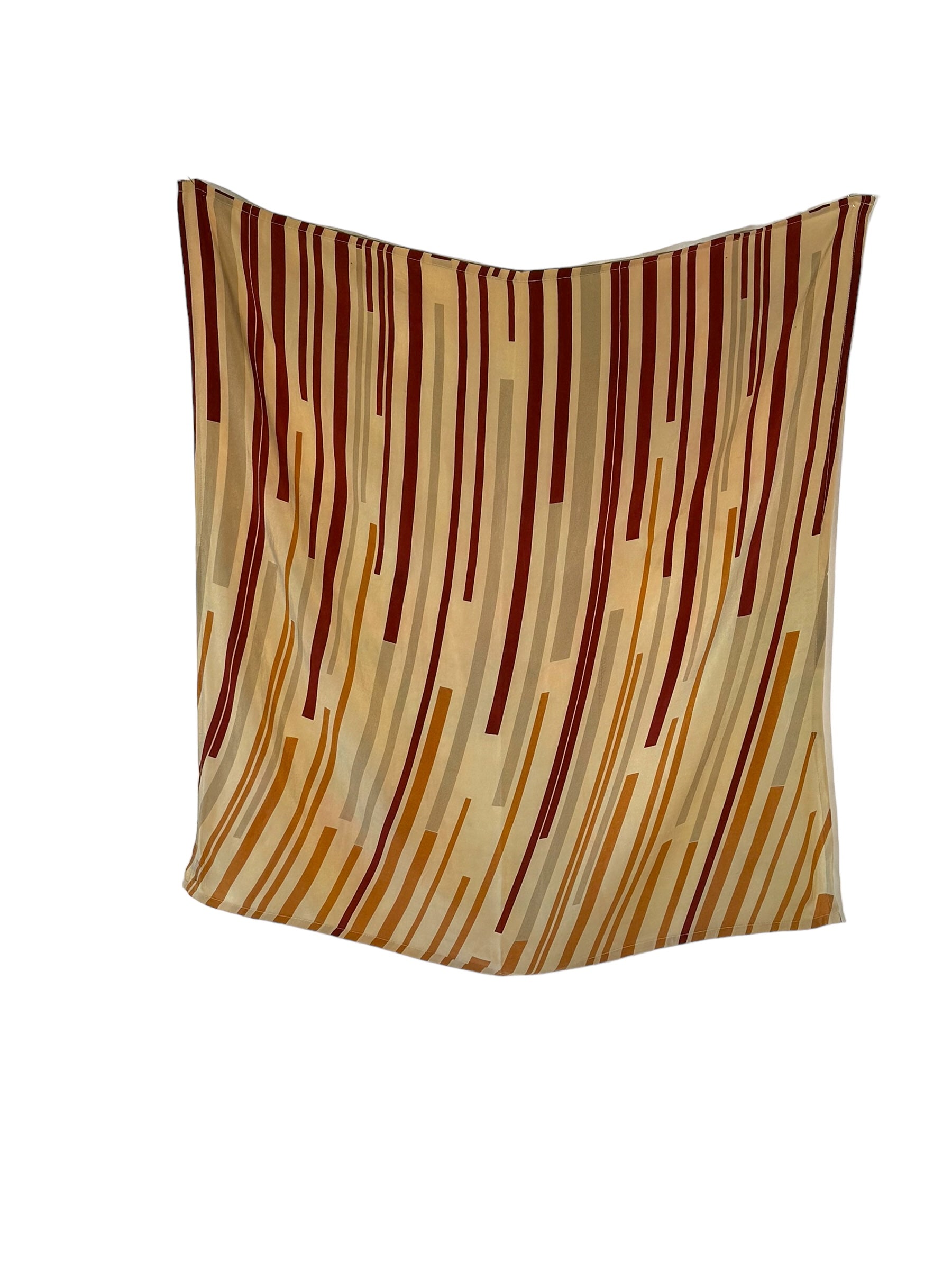 Tan & brown print vintage silk bandana