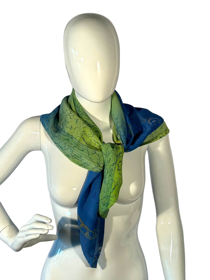 Green & Blue vintage silk bandana