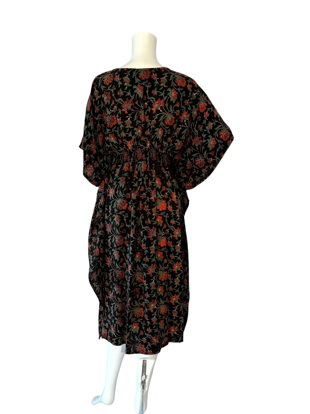 KF-127 - Flowers in the Dark - Long Silk Kaftan XS