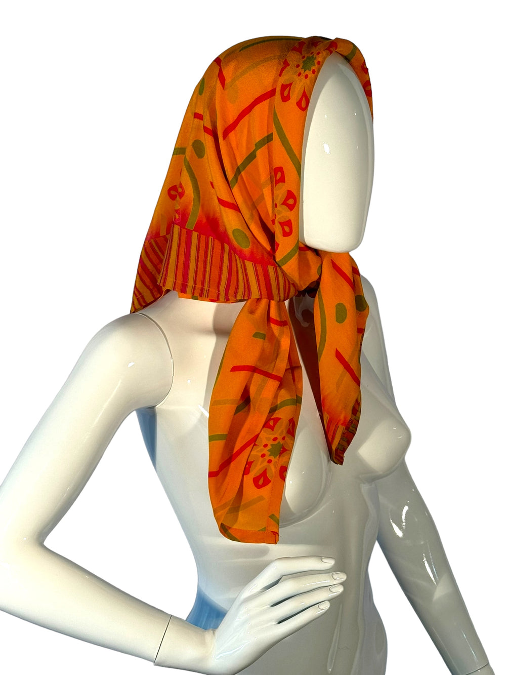 Orange print vintage silk bandana