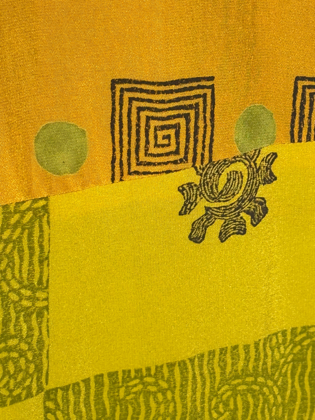 Yellow inside vintage silk with graphic print