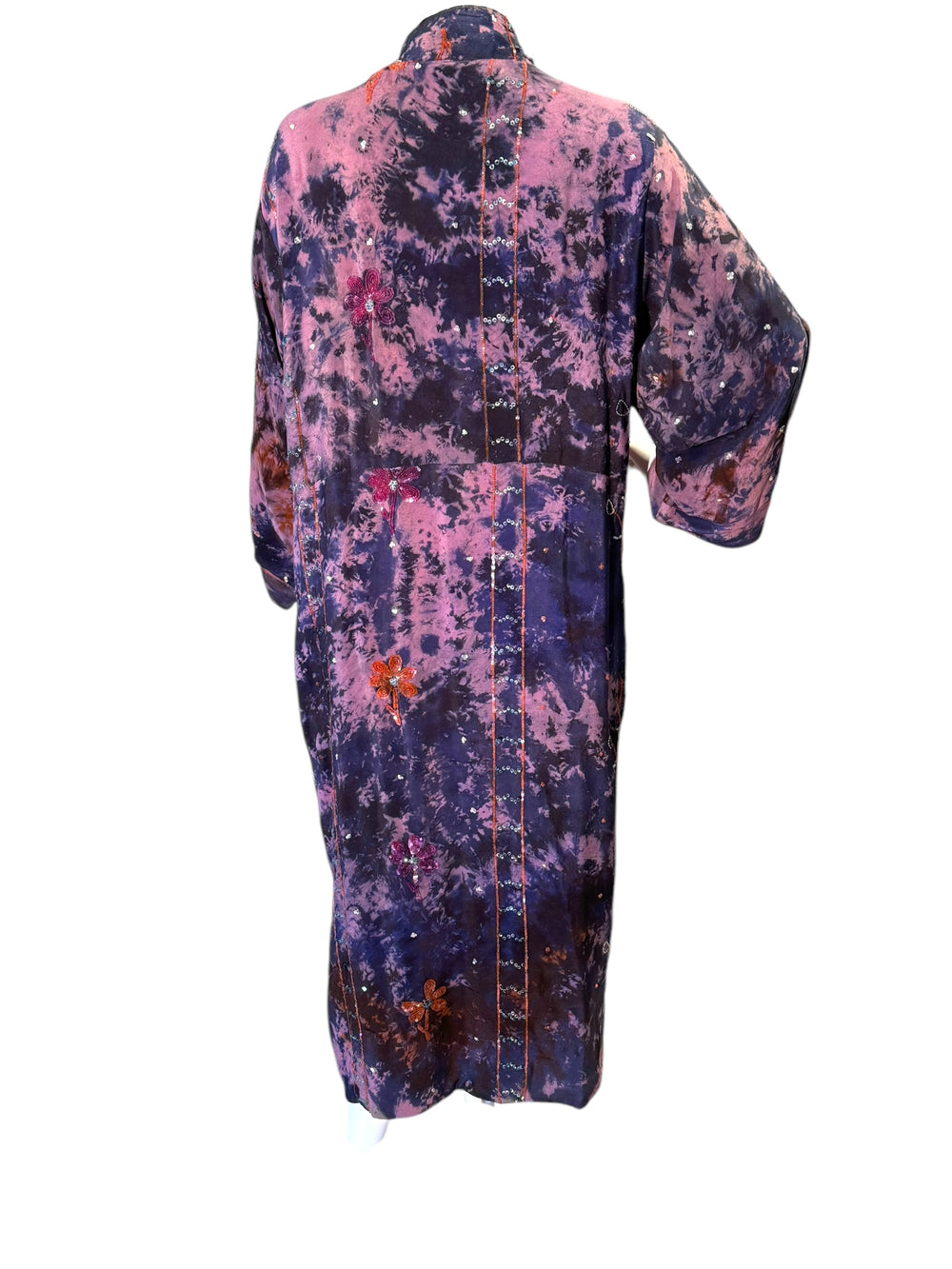 Back view of purple dip dye vintage silk kimono