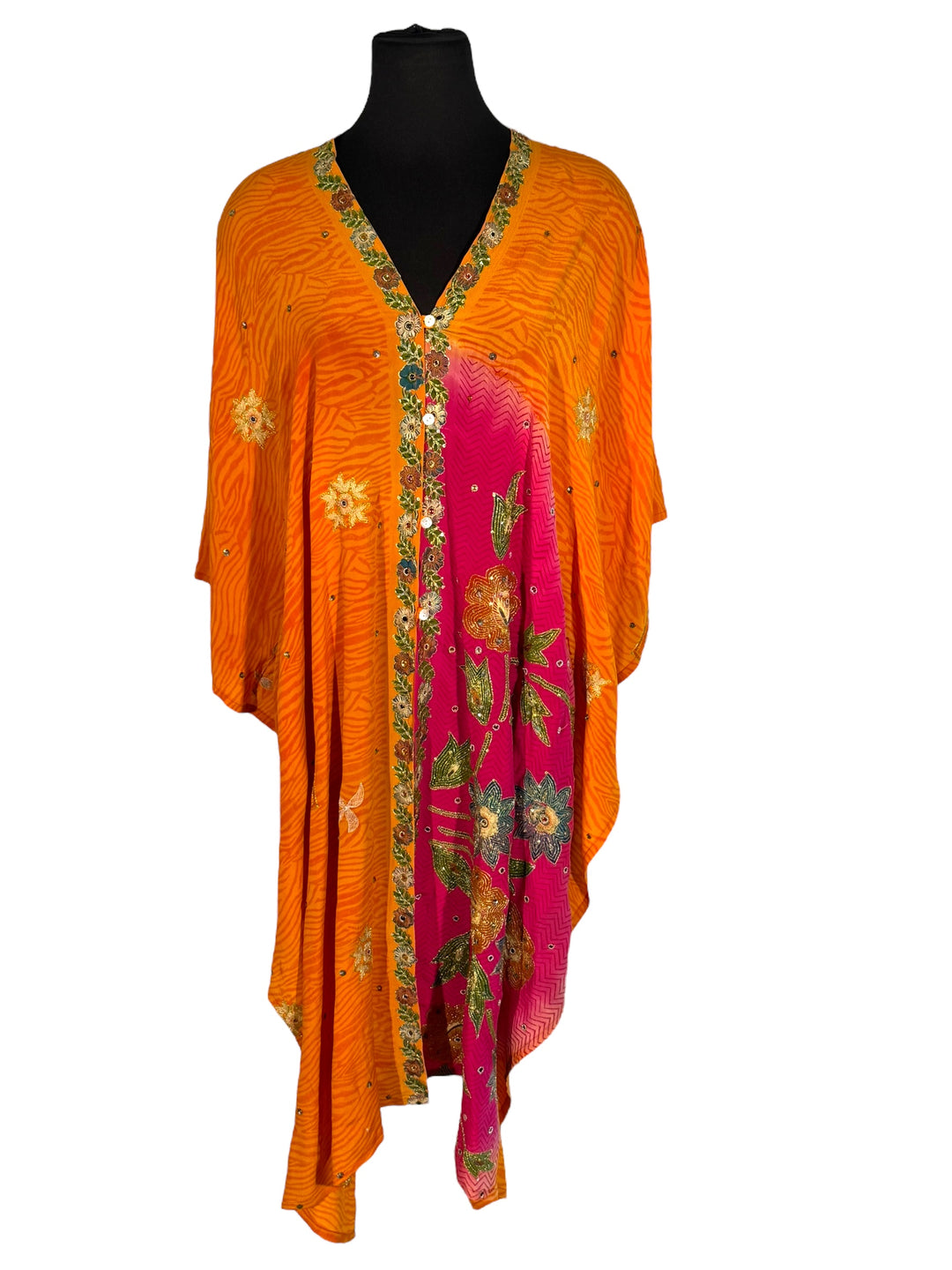 Front view Silk Ranch Willow Wrap in  Fancy Orange Vintage Silk