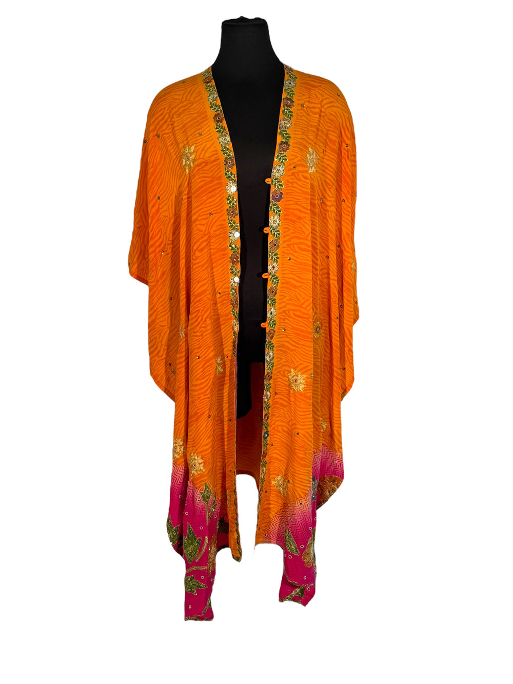 Front view Silk Ranch Willow Wrap in  Fancy Orange Vintage Silk